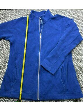 Tommy Bahama Women's Blue Full-Zip Jacket L Cotton/Spandex Logo by Pocket